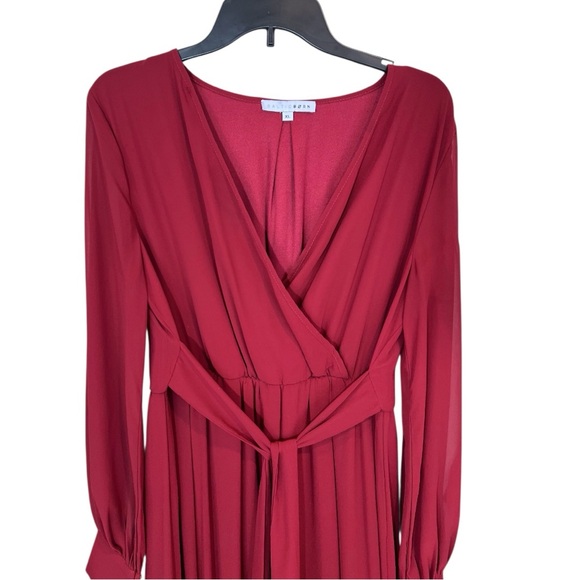 BALTIC BORN Burgundy Lydia Tie Waist Maxi Dress Flowy Romantic Size XL - Picture 6 of 13